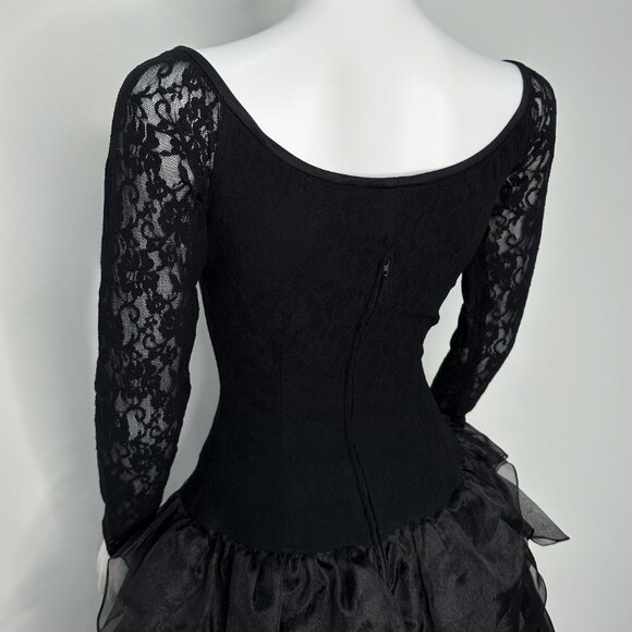 Tadashi Shoji Vintage Drop Waist Scoop Neck Lace Detail Mini Dress Womens Size S - Picture 11 of 15